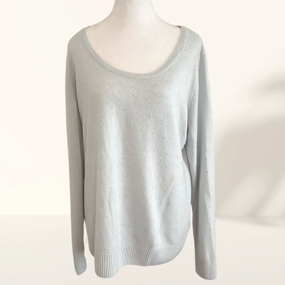Debbie Morgan Light Blue Sparkle Sweater – Size XL